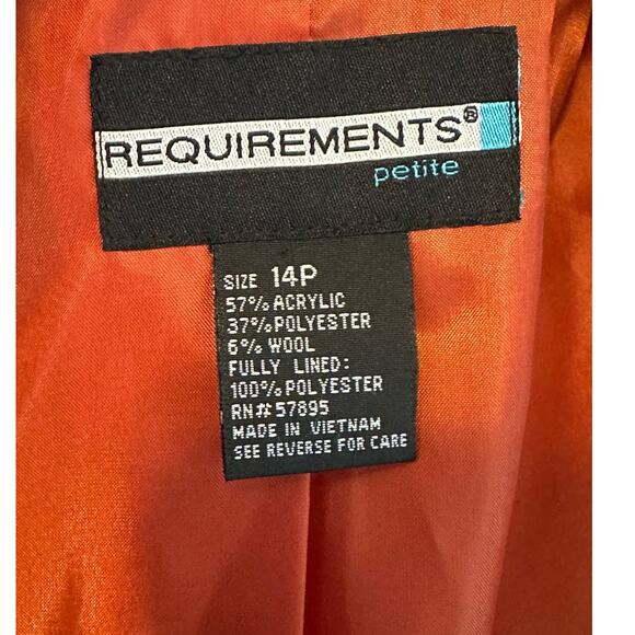 Requirements orange pink woven Fall Blazer size 14P - Picture 4 of 11